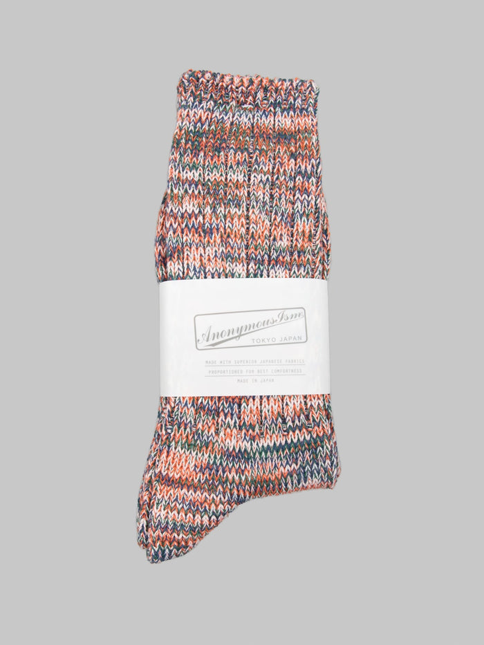 Anonymous Ism 5 Colour Mix Crew Socks Dark Orange