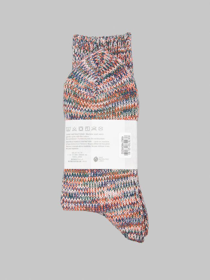 Anonymous Ism 5 Colour Mix Crew Socks Dark Orange