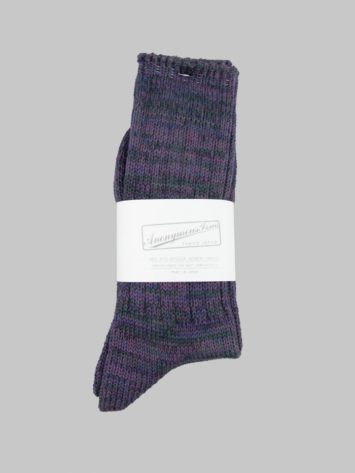 Anonymous Ism 5 Colour Mix Crew Socks Dark Violet - Redcast Heritage Co.