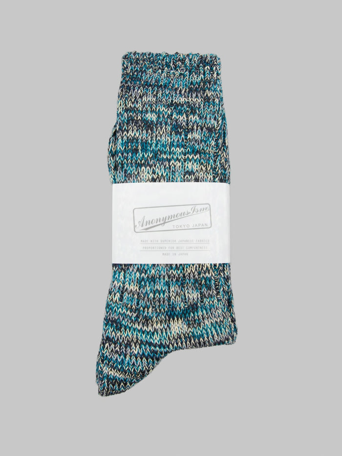 Anonymous Ism 5 Colour Mix Crew Socks Indigo - Redcast Heritage Co.