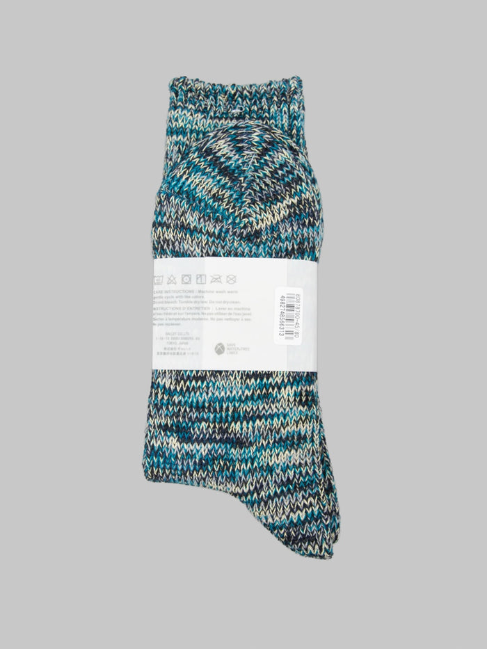 Anonymous Ism 5 Colour Mix Crew Socks Indigo - Redcast Heritage Co.