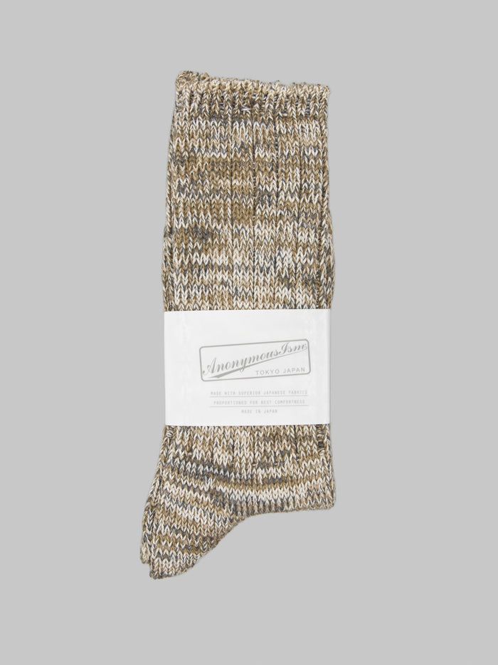 Anonymous Ism 5 Colour Mix Crew Socks Olive - Redcast Heritage Co.