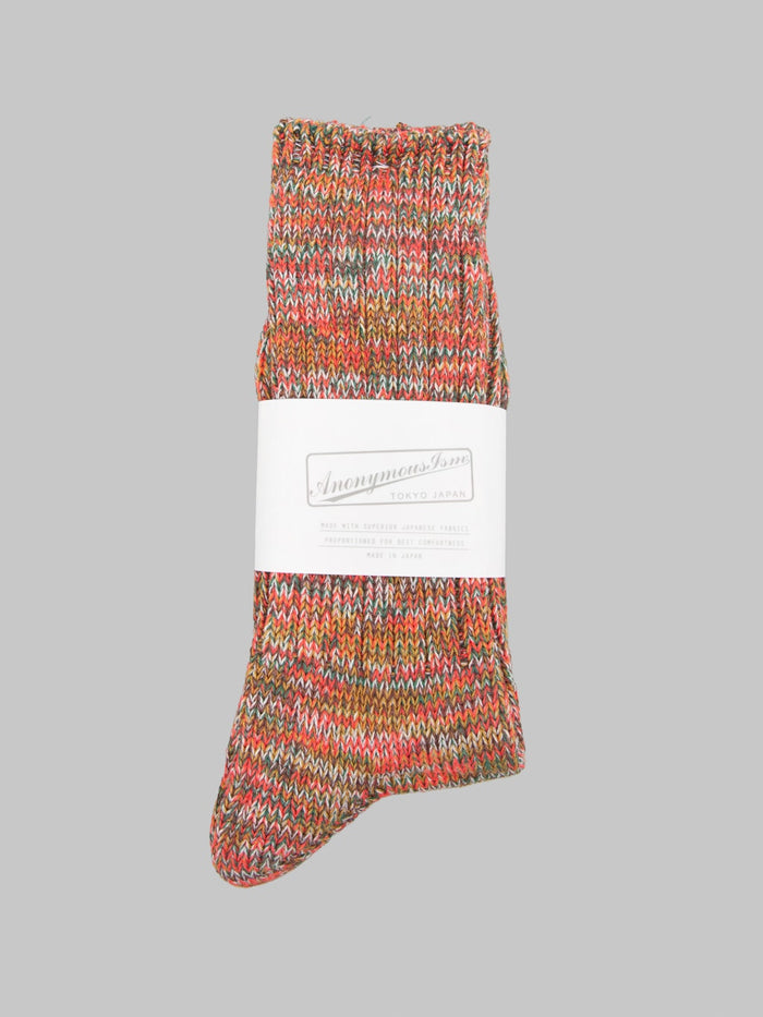 Anonymous Ism 5 Colour Mix Crew Socks Red front
