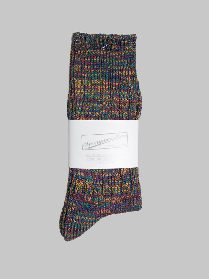 Anonymous Ism 5 Colour Mix Crew Socks Wine front