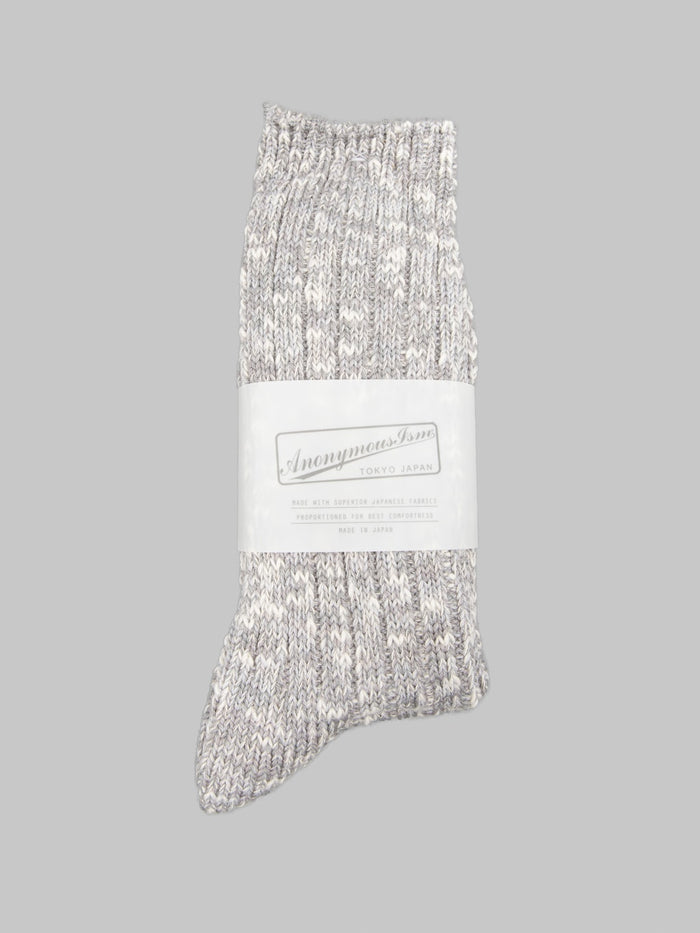 Anonymous Ism Classic Slub Crew Socks Medium Grey front
