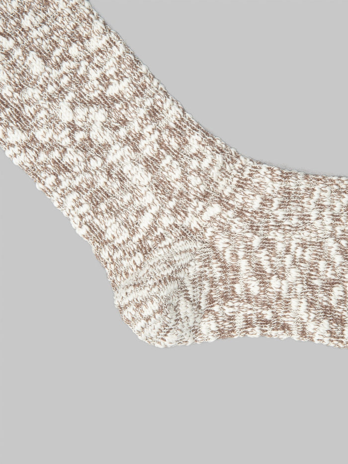 Anonymous Ism Light weight Slub Crew Socks Beige  heel