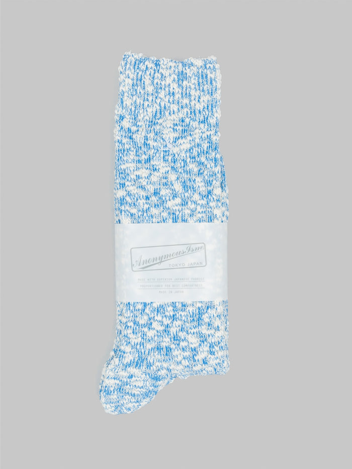 anonymous ism light weight slub crew socks blue