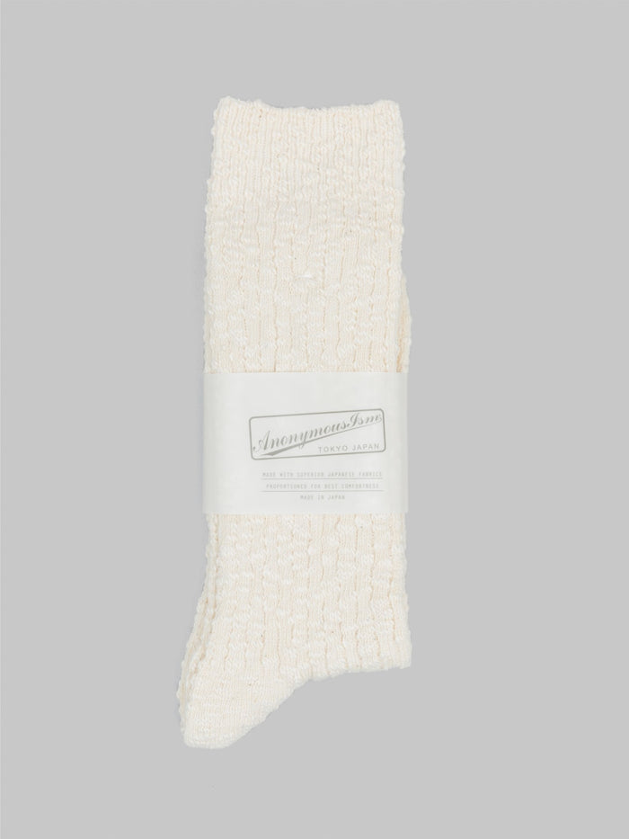 anonymous ism light weight slub crew socks ivory