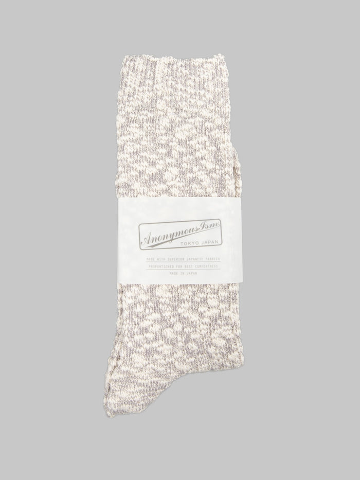 Anonymous Ism Light Weight Slub Crew Socks Medium Grey front