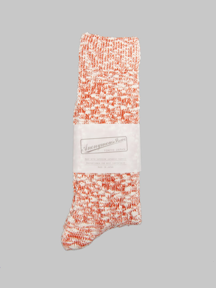 Anonymous Ism Light Weight Slub Crew Socks Teracotta front
