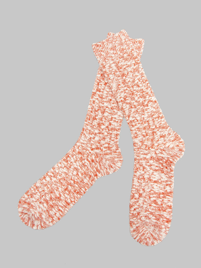 Anonymous Ism Light Weight Slub Crew Socks Teracotta made in japan