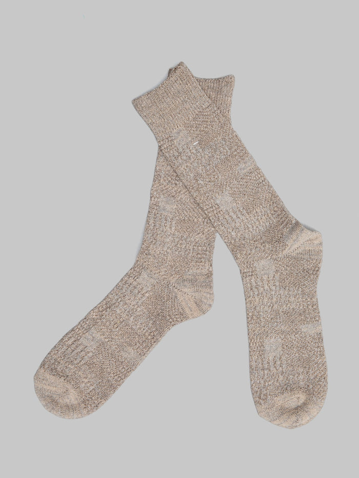 Anonymous Ism Sashiko Linen Crew Socks Beige spring
