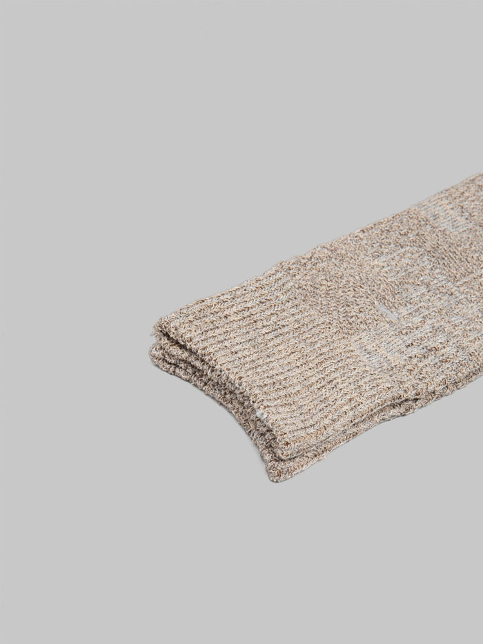 Anonymous Ism Sashiko Linen Crew Socks Beige hem