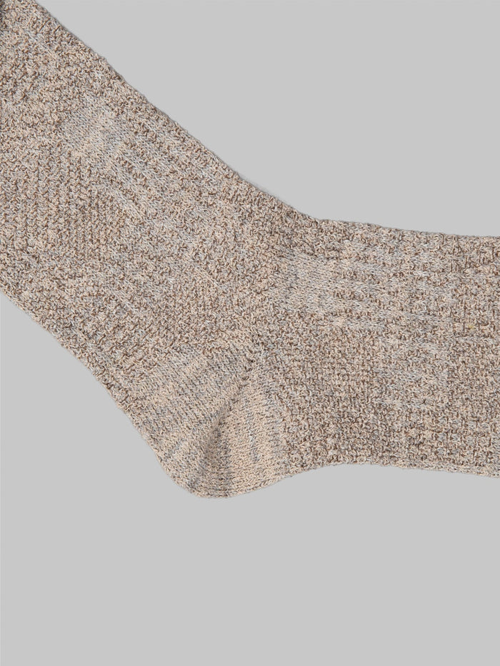 Anonymous Ism Sashiko Linen Crew Socks Beige toe