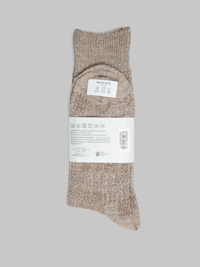 Anonymous Ism Sashiko Linen Crew Socks Beige composition