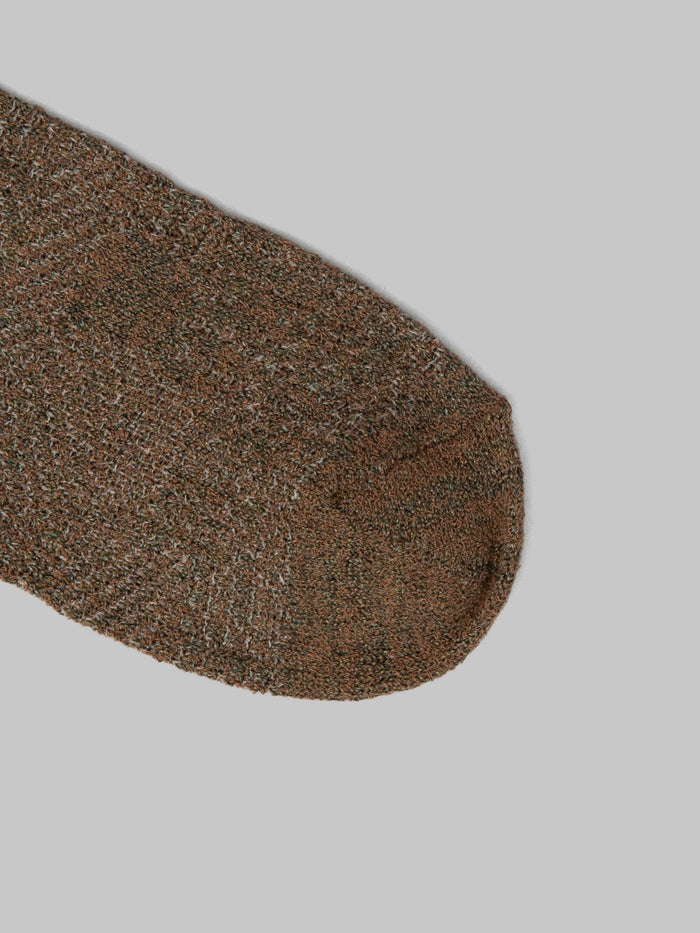 Anonymous Ism Sashiko Linen Crew Socks Khaki toe