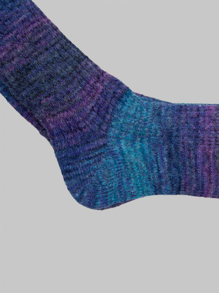 Anonymous Ism Splash Pattern Crew Socks Indigo heel