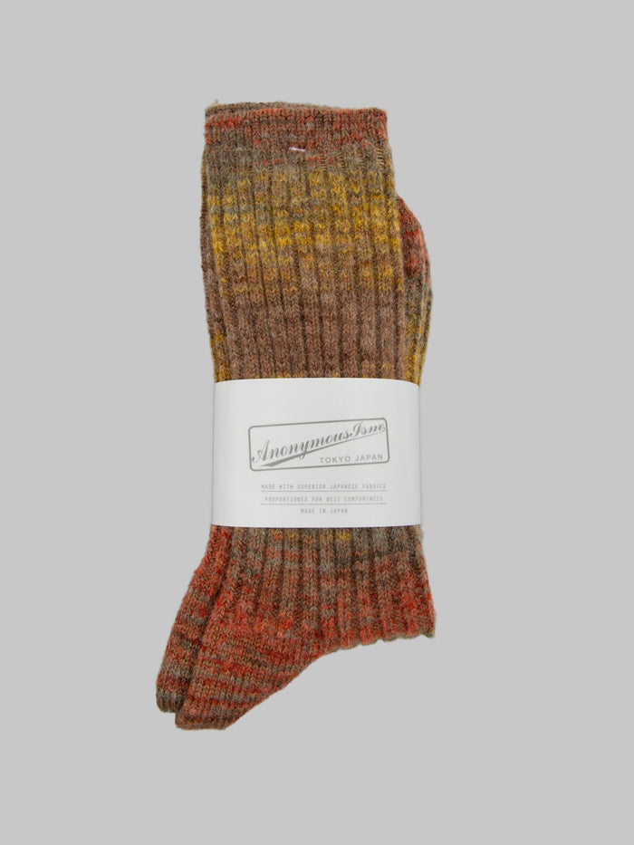 Anonymous Ism Splash Pattern Crew Socks Mustard - Redcast Heritage Co.