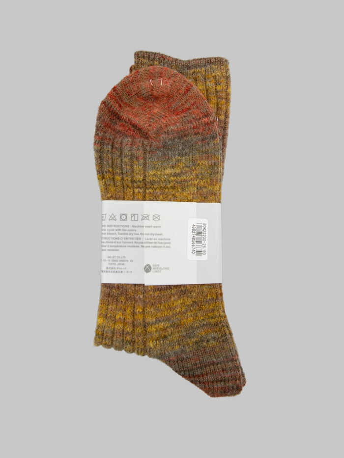 Anonymous Ism Splash Pattern Crew Socks Mustard - Redcast Heritage Co.
