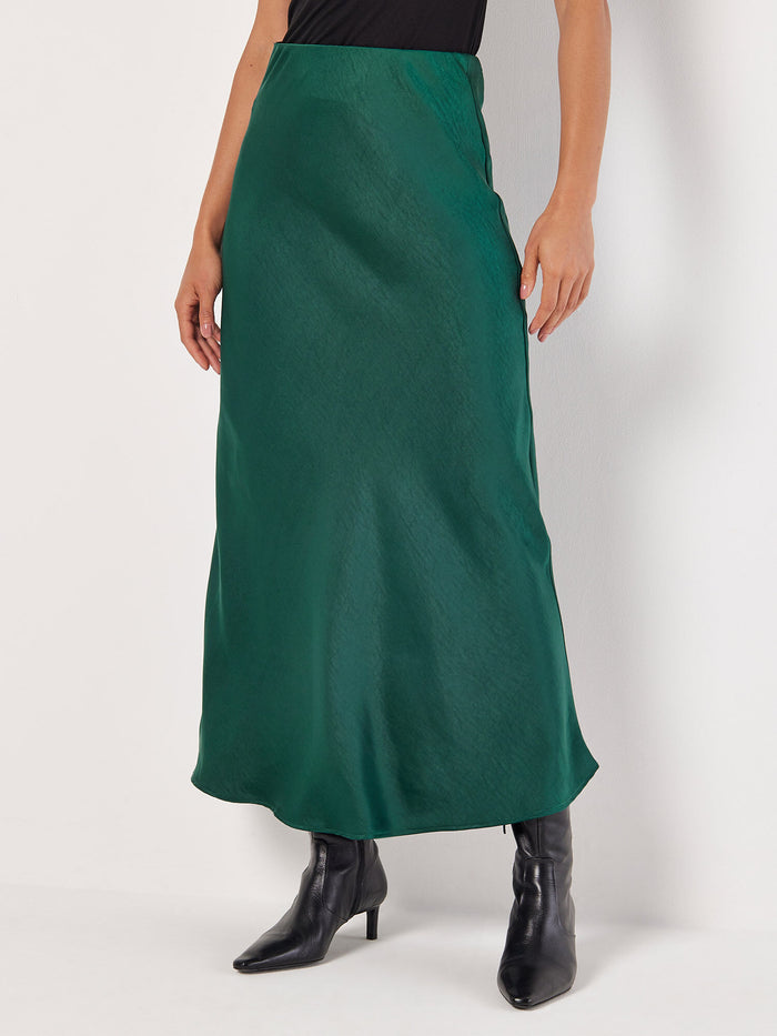 Apricot Satin Bias Cut Maxi Skirt