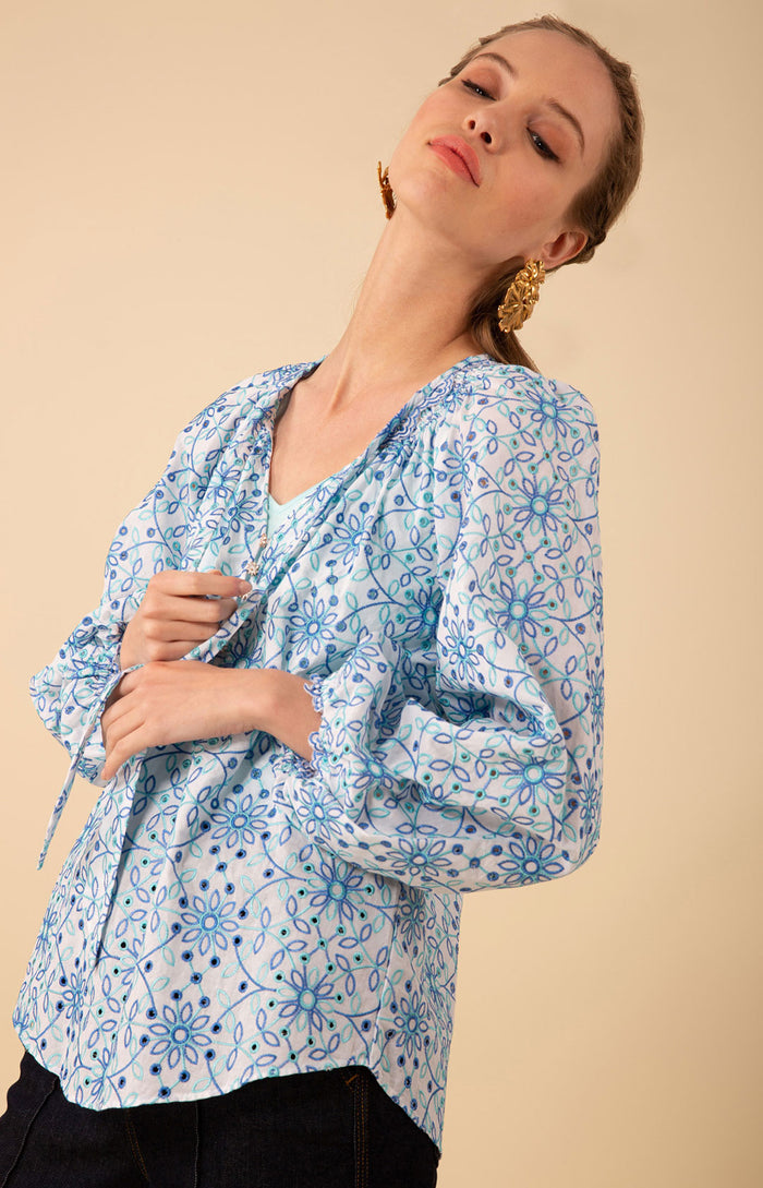Arianna Eyelet Top, color_blue