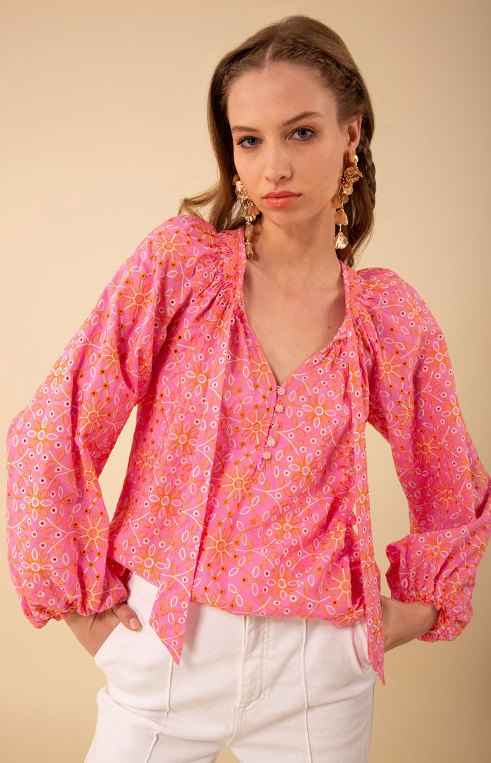 Arianna Eyelet Top, color_pink