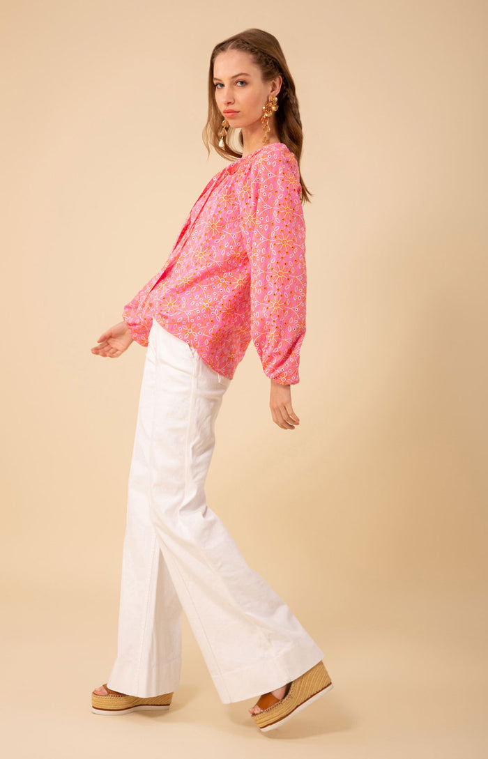Arianna Eyelet Top, color_pink