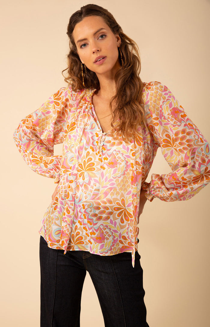 Ariel Voile Top, color_ivory