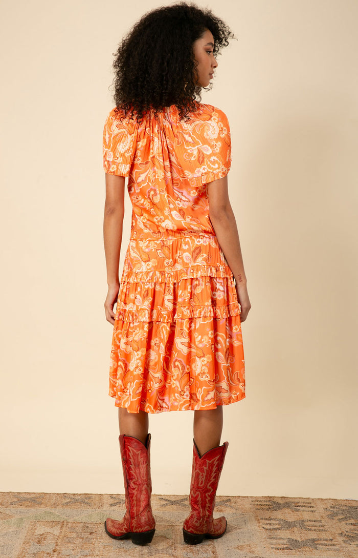 Ariyah Drop Waist Midi Dress, color_orange