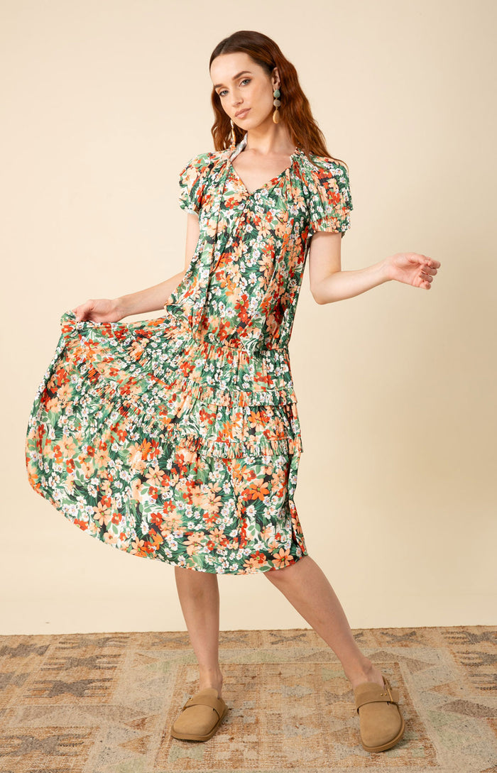 Ariyah Drop Waist Midi Dress, color_green