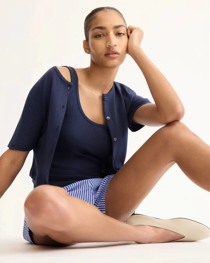 Arlo Mott - Marion Short Sleeve Cardigan in Navy - Kalifornia Jean Bar