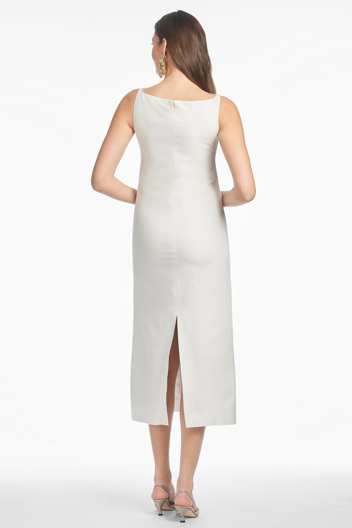 ASHA IVORY FLORAL LINEN BLEND SHEATH DRESS