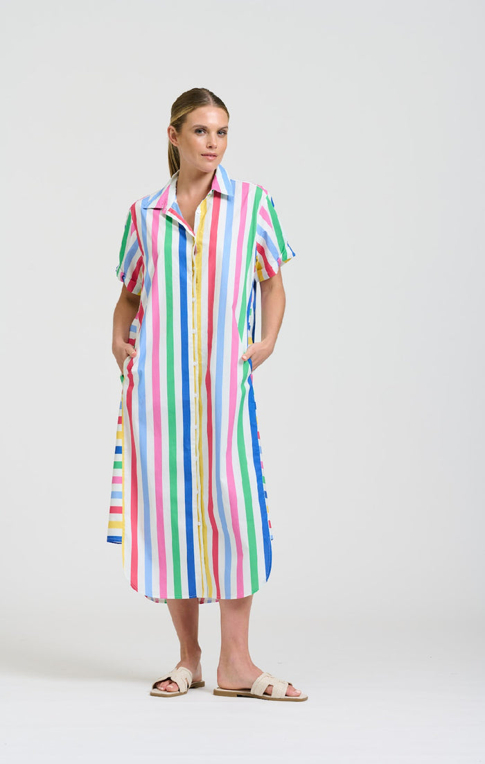 Shirty Ashley Shirt Dress | Fiesta Stripe