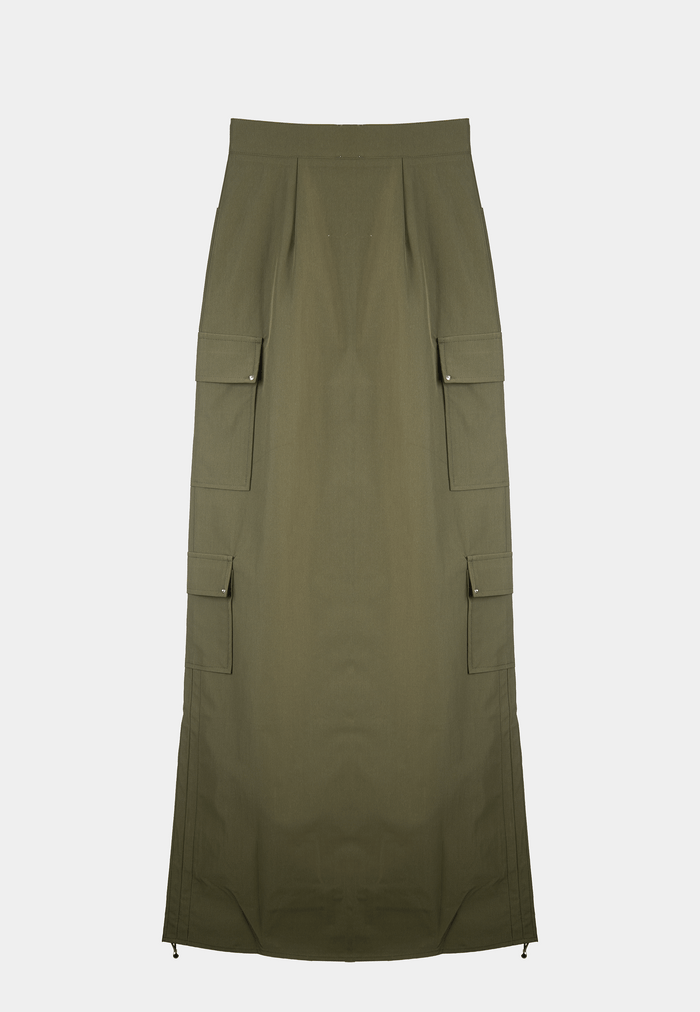 Ashluxe Cargo Maxi Skirt Olive