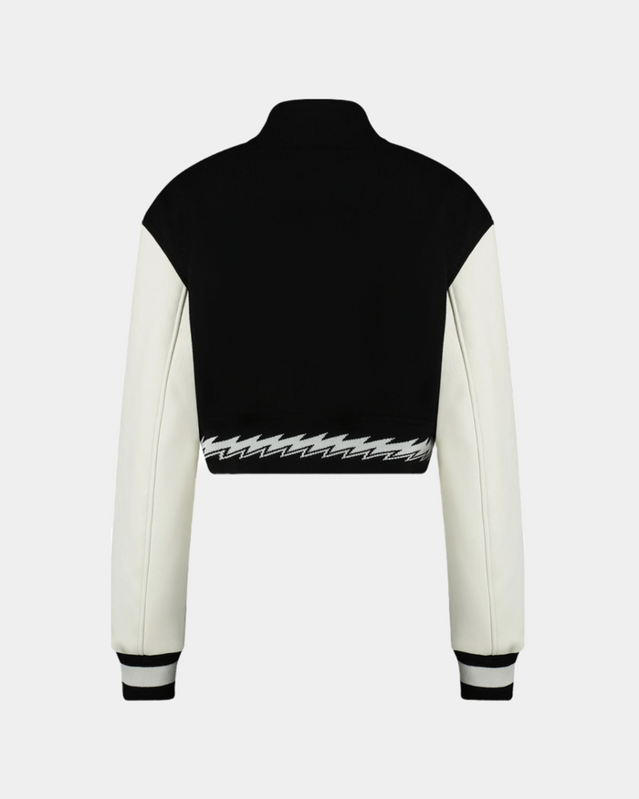 Ashluxe Female Varsity Jacket Black White