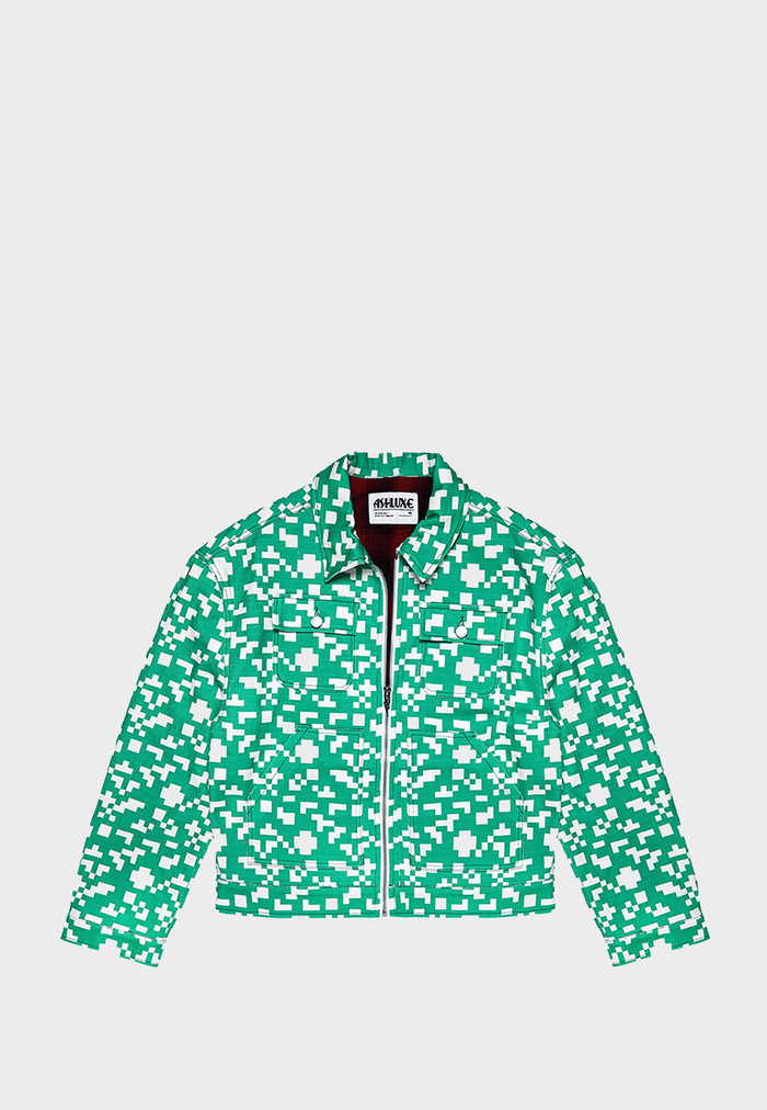 Ashluxe Pixel Denim Jacket Green