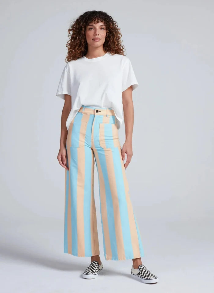 Askk NY - Cropped Sailor Pant in Palm Stripe - Kalifornia Jean Bar