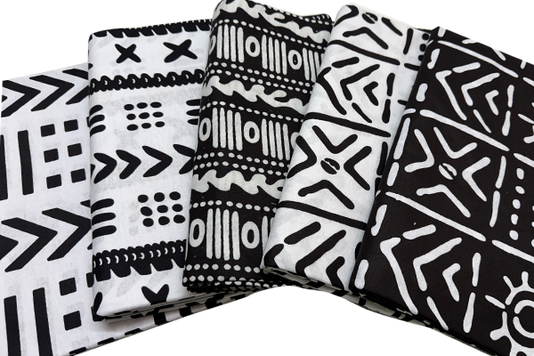 Assorted Black/ White African Print  - 6pcs( Each  1 Yard )