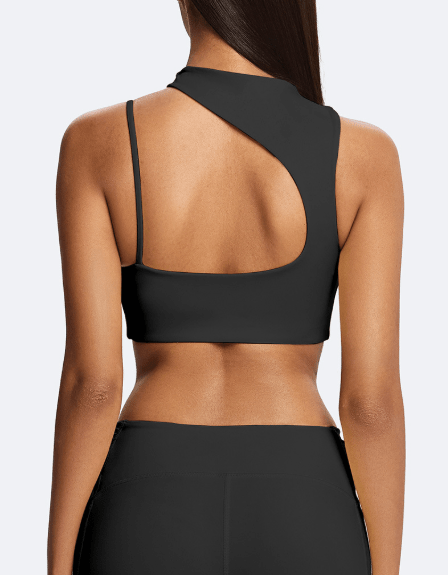 One-Shoulder Cutout Active Bra black Back front