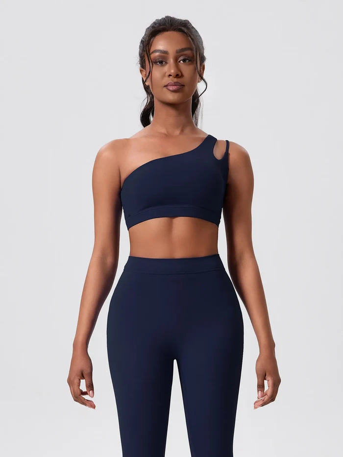 Asymmetrical One-Shoulder Cutout Sports Bra