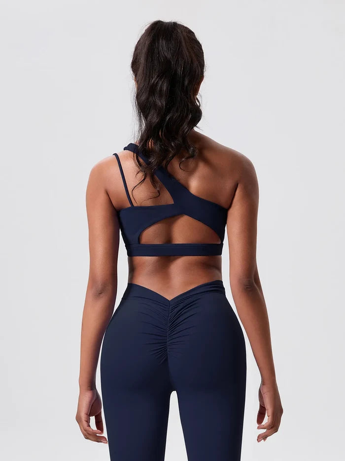 Asymmetrical One-Shoulder Cutout Sports Bra