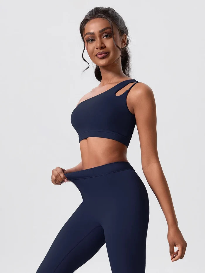 Asymmetrical One-Shoulder Cutout Sports Bra