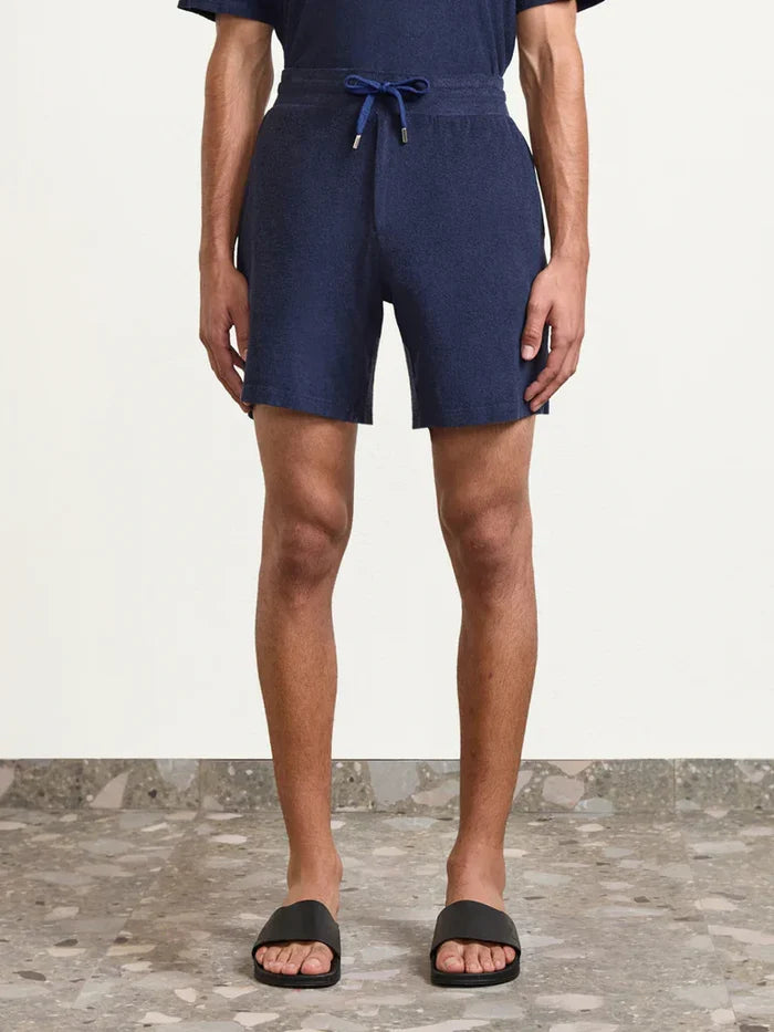 Shorts Frescobol Carioca Augusto Terry Cotton Shorts Navy Blue Apoella