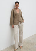 Elissa Is 5'8.5" & Wears Size UK S|Autumn Knit Cardigan - Dark Beige
