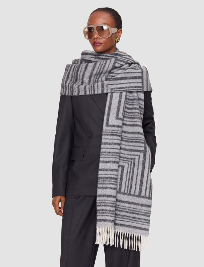 Grey Ayla Wool Cashmere Scarf - Joseph