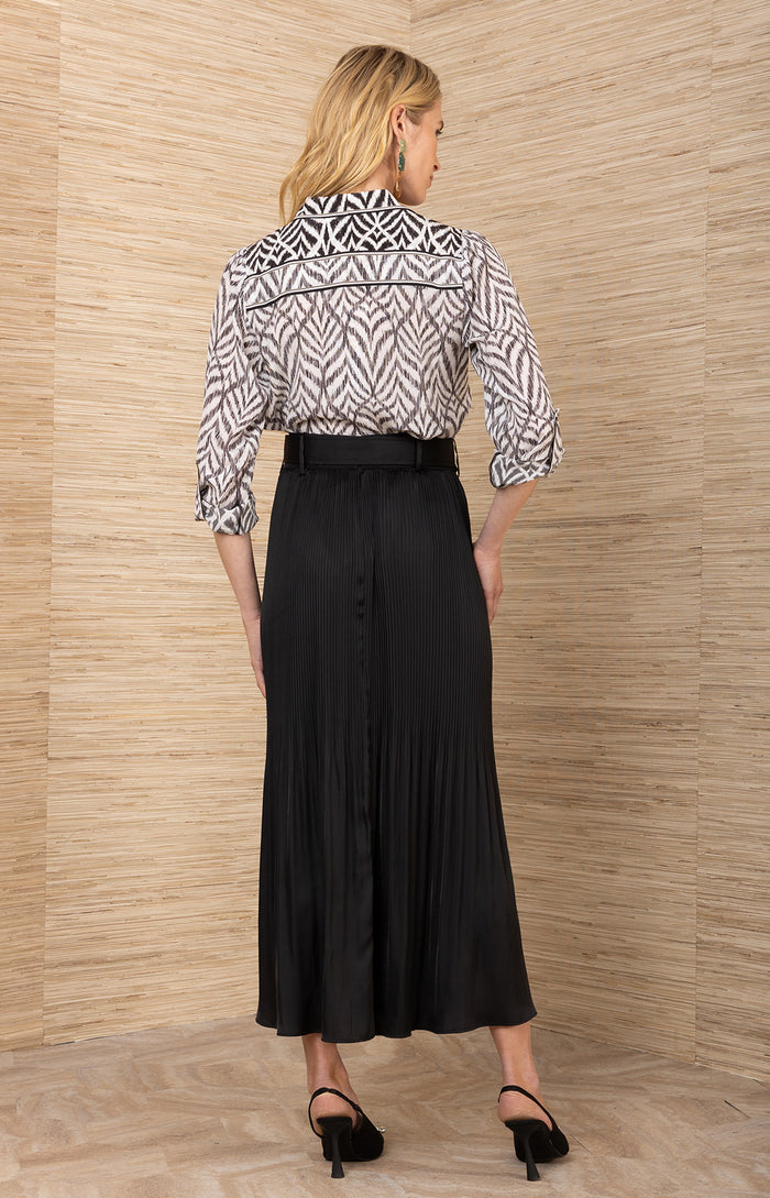 Ayleen Charmeuse Skirt, color-Black