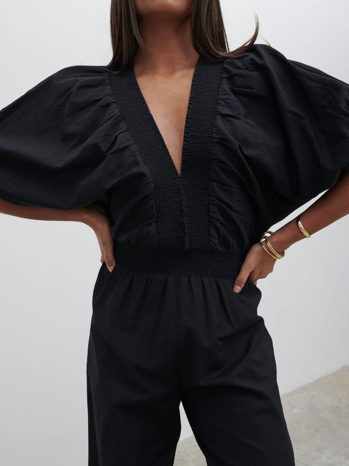 Sachi Is 5’7” & Wears Size UK 8|Bailey Cut Out Jumpsuit - Black