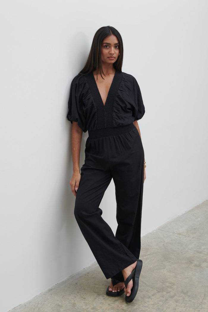 Sachi Is 5’7” & Wears Size UK 8|Bailey Cut Out Jumpsuit - Black
