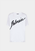 Balmain Logo Flocked Letter  Short Sleeve  T-Shirt White Black