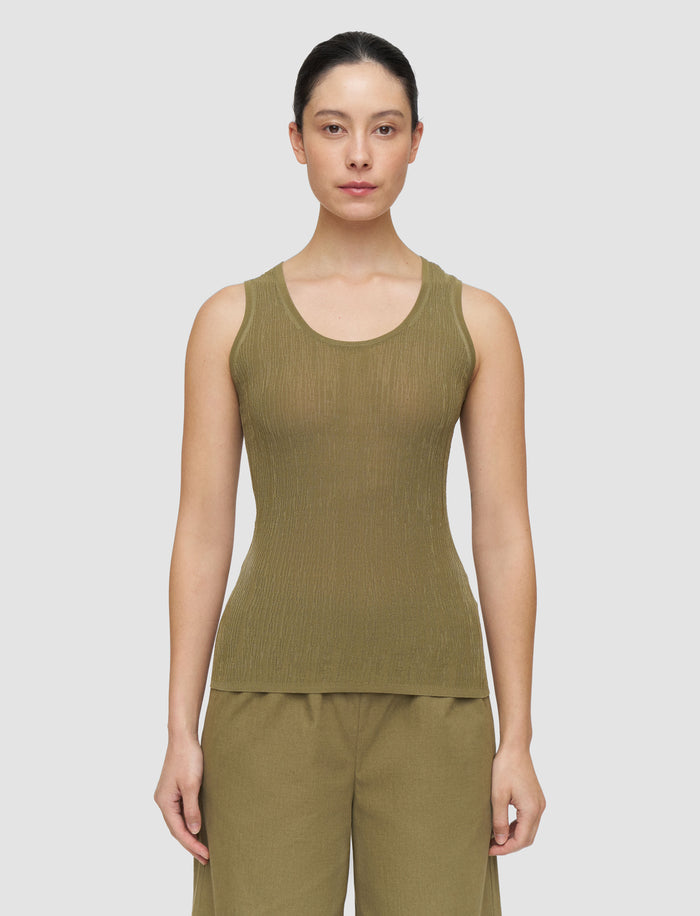 Green Bayt Crinkle Viscose Vest Top - Joseph
